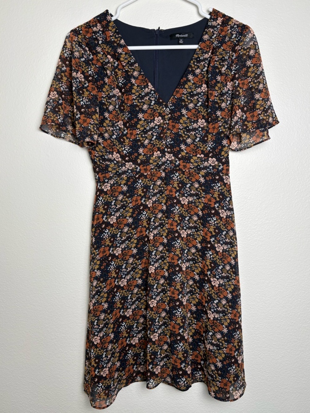Madewell Orchard Flutter Sleeve Dress In Woodland Warm Nutmeg Size 00